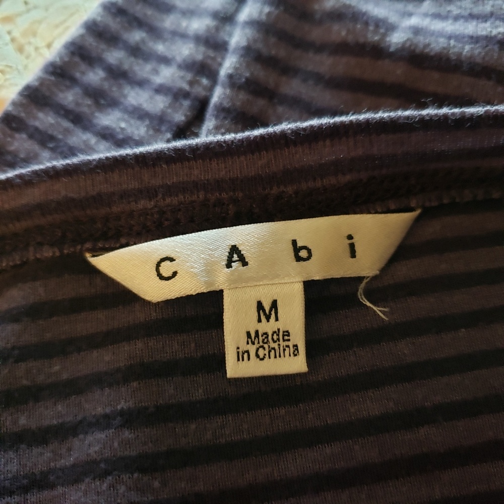 CAbi | M purple stripe long sleeve top v neck - Picture 5 of 6